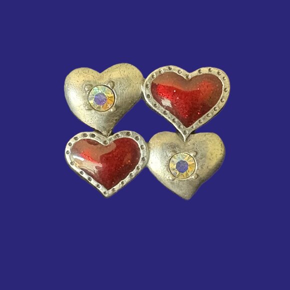Vintage AJMC Heart Brooch Silver Hardware Highly Collectible EUC - Picture 5 of 11